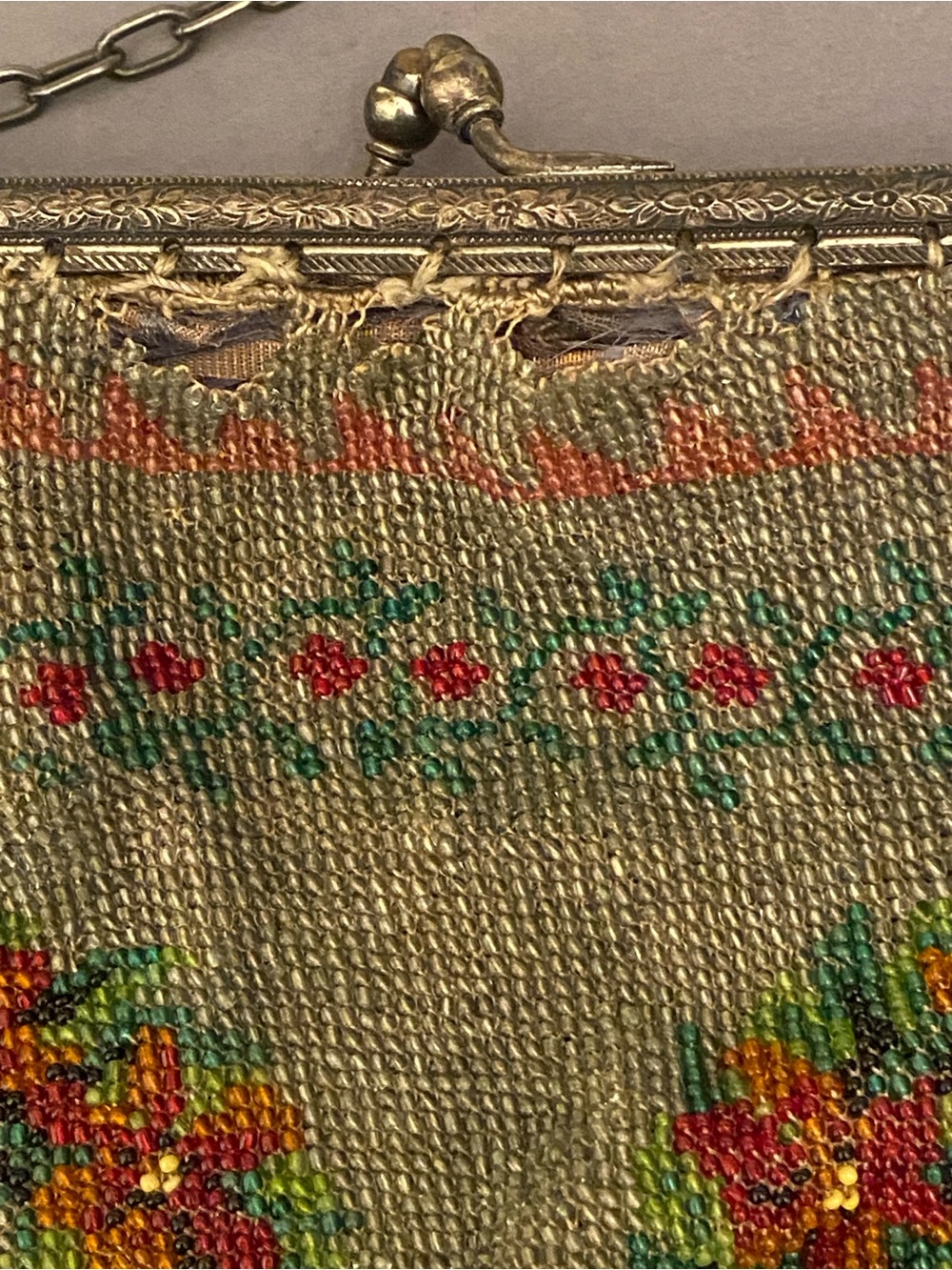 Antique Micro Beaded Floral Purse Victorian Design with Ornate Detail As-Is - Picture 2 of 15